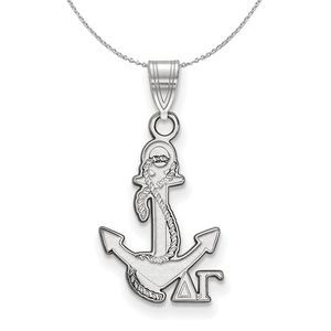 Sterling Silver Delta Gamma Small Pendant Necklace - 18 Inch